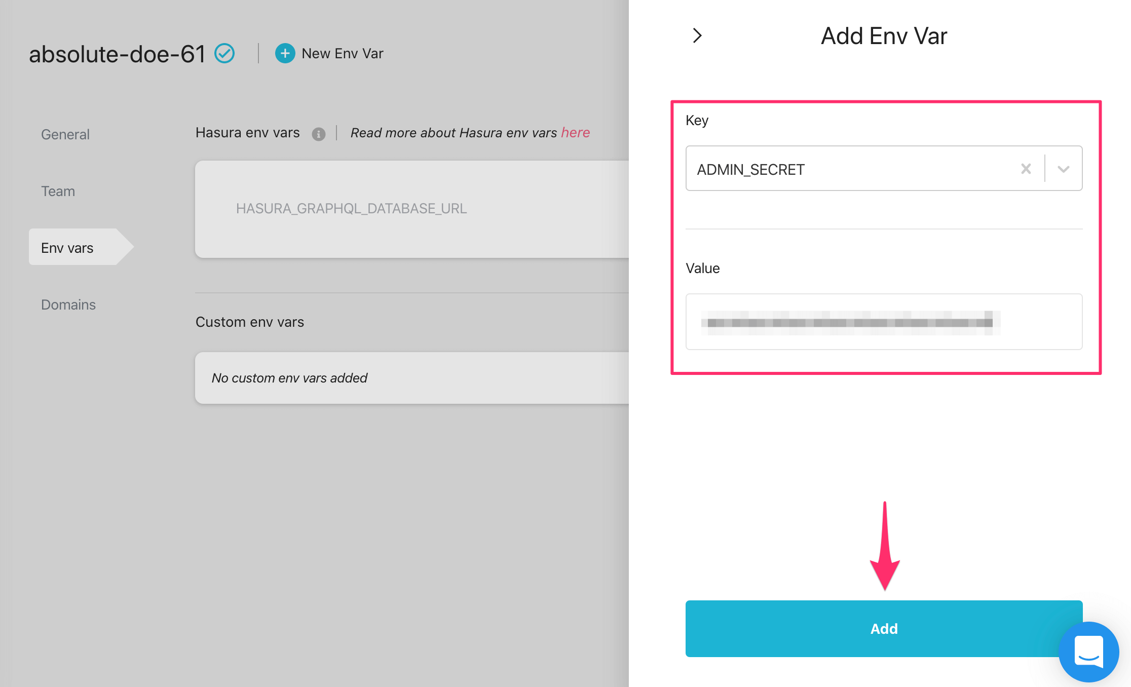 Navigate to env vars